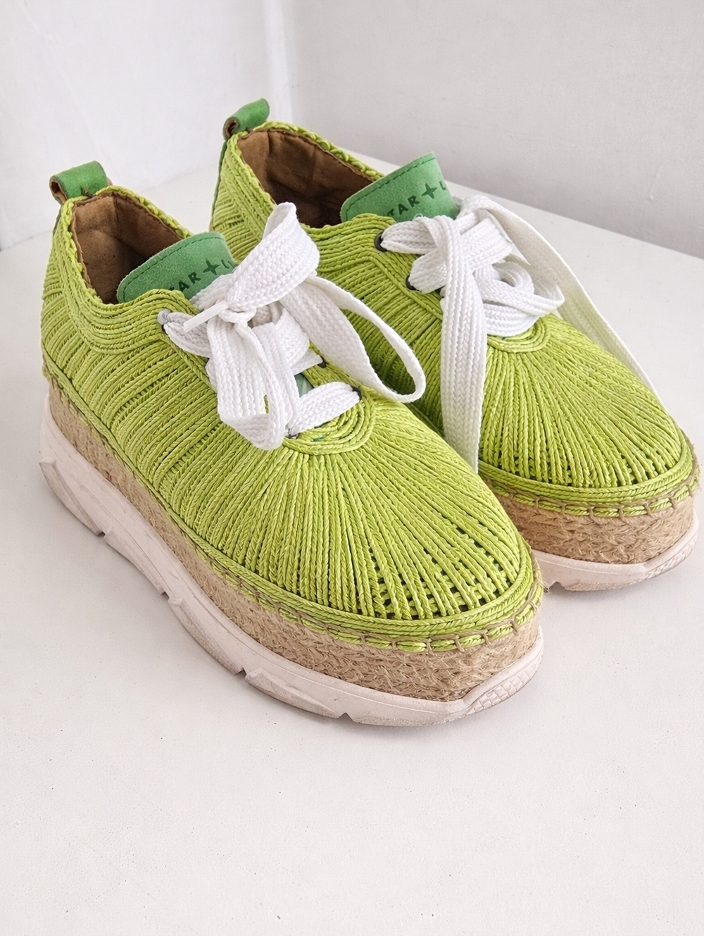 Star Love Lime Green Platform Espadrille Sneakers Size 38